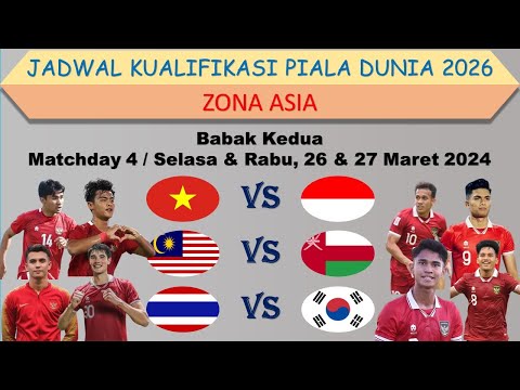 Jadwal Kualifikasi Piala Dunia 2026 Zona Asia │ Matchday 4 │ Vietnam vs Indonesia │