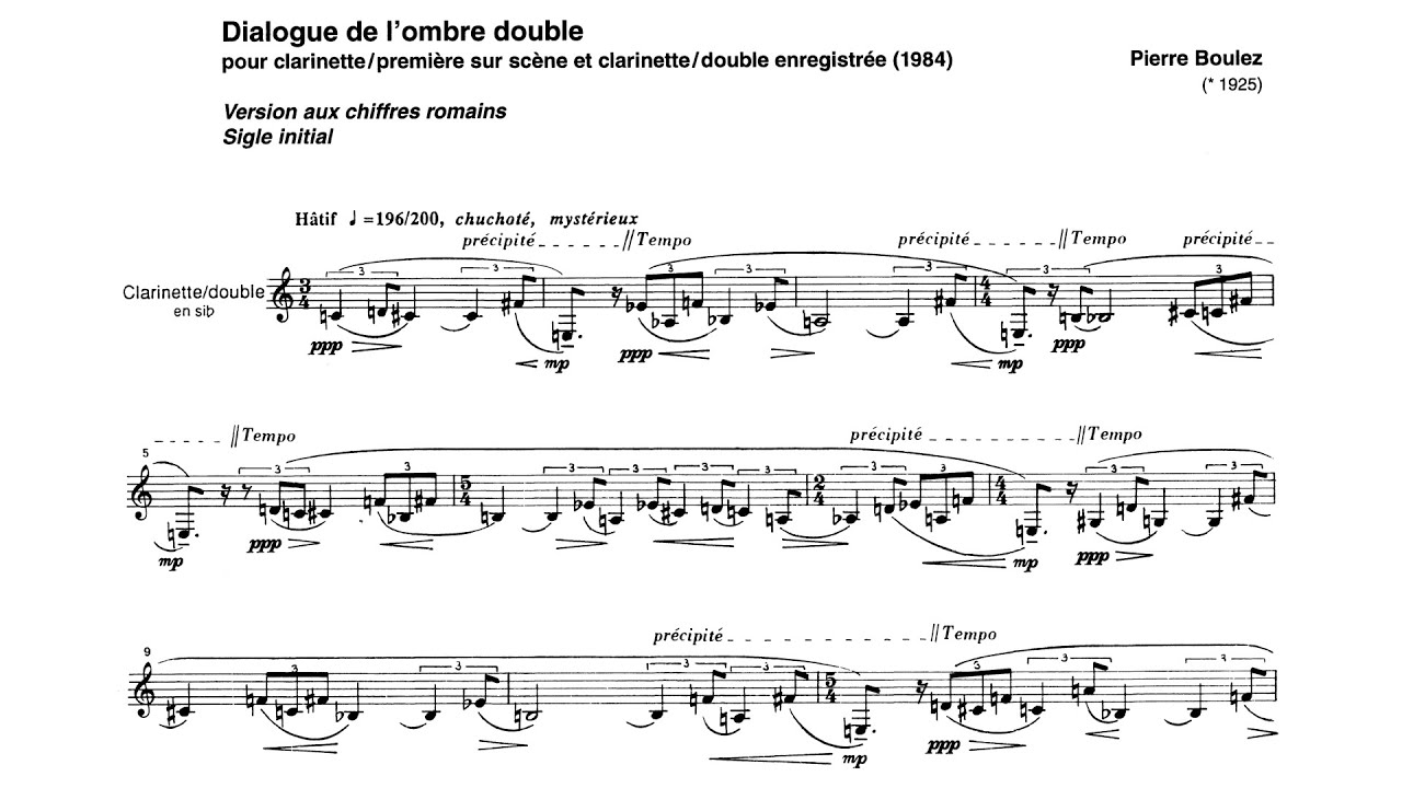 Pierre Boulez   Dialogue de lombre double Audio  Full Score