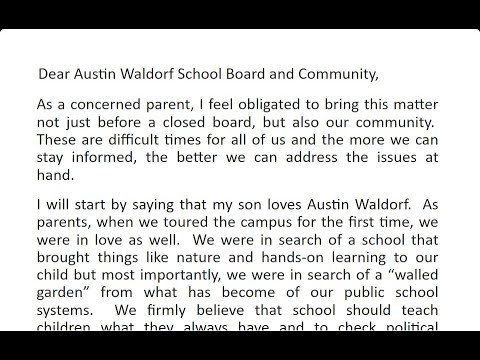 Open Letter to Austin Waldorf School Regarding Critical Race Theory, DEI, and The SEED Project