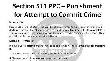 Section 511 Pakistan Penal Code PPC Punishment for Attempt to Commit Crime lecture in Urdu/ Hindi 