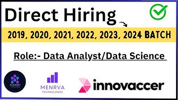 Direct Hiring | Role:- Data Science/Data Analyst | 2019, 2020, 2021, 2022, 2023, 2024 BATCH