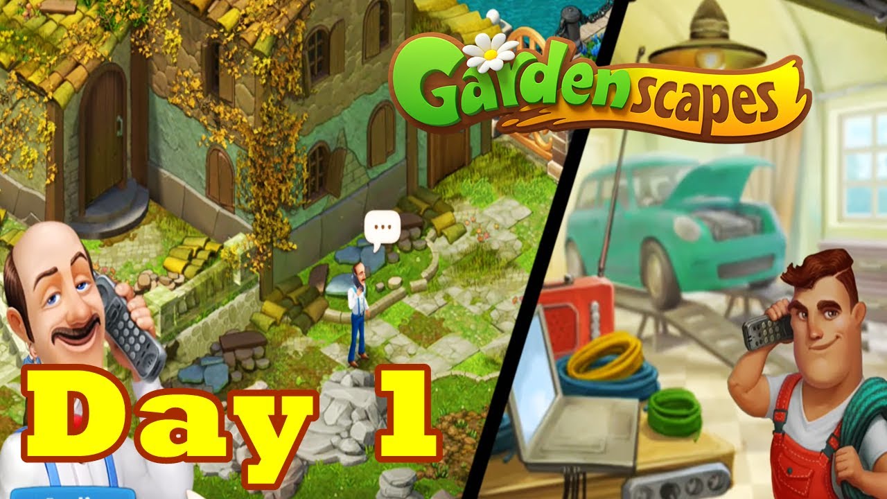 Gardenscapes New Area Complete Day 1 Movie Renovation Walkthrough HD