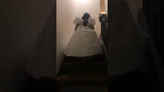 Tori Walking Up The Stairs In Her Giselle Dress