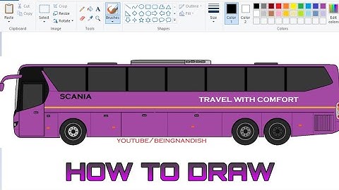 How to draw SCANIA BUS step by step | Bus drawing Tutorial | Draw SCANIA BUS on Computer Ms Paint.