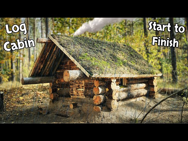 I BUILT MY COZY LOG СABIN - 4 months of building in 40 minutes from Start to Finish class=
