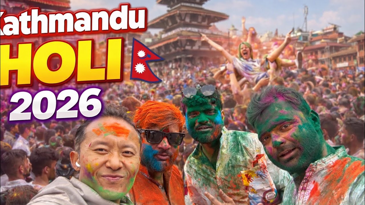 KATHMANDU HOLI VLOG/ #basantapur full of Colors 2026 (first time in Nepal)#nepal 
