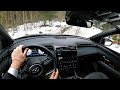 Hyundai Tucson Premium+ Hybrid 230HP 4WD - Off Road POV Test Drive. Winter forest light off road