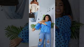 Nomen's Polka Dot Colorblock Woven FabricCasual Boho Soft Ruched One-Shoulder Top,Beachwear