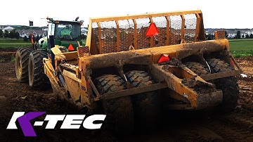 K-Tec 1233SS Scraper Loading Clay with John Deere Tractor