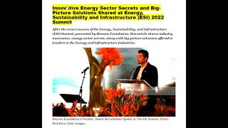 Energy Sector Secrets & Innovative-Large Scale Solutions Presented At The ESI Summit June 17-19 2022