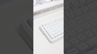 🤍 my white desk setup feels a bit more complete with mchose k99 v3 sitting there so clean and simple