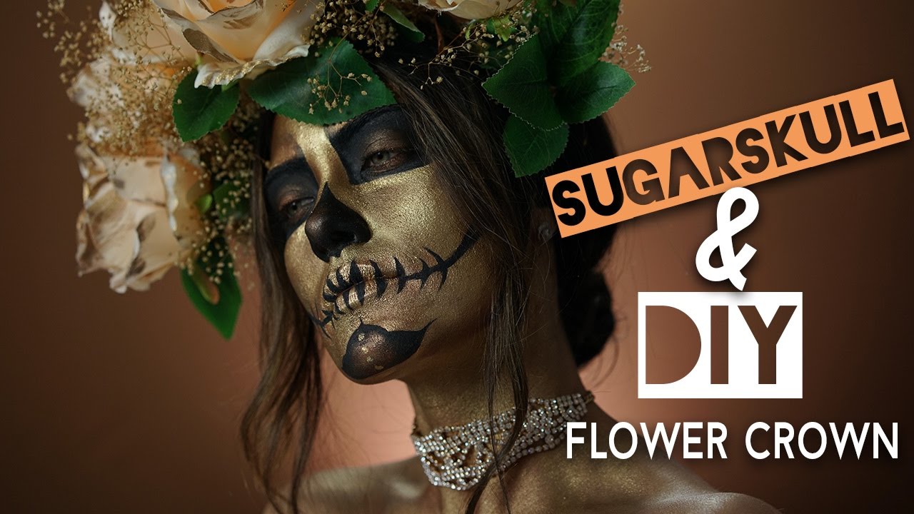 Metallic Sugar Skull Makeup Tutorial & DIY Flower Crown | Melissa Alatorre
