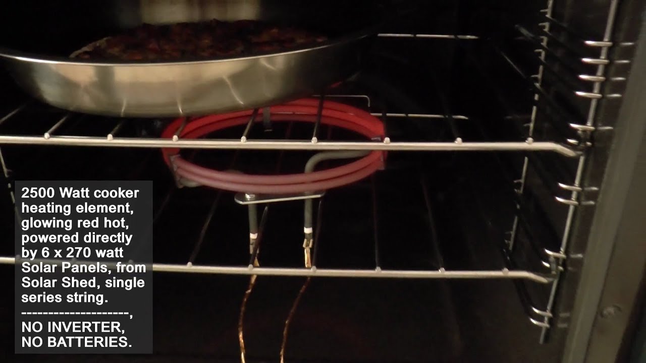 Cooking directly on Solar Electricity via Solar Shed, No Inverter, No Batteries.