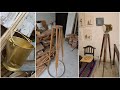 Transformation of discarded brass bucket into tripod floor lamp