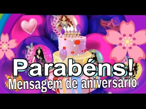 Mensagem de Feliz Aniversário com Bolo