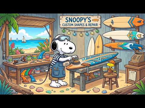 Snoopy's Surfboard Workshop 🏄 | Coastal Summer Jazz for