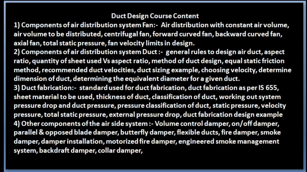 Duct Design Course Content YouTube