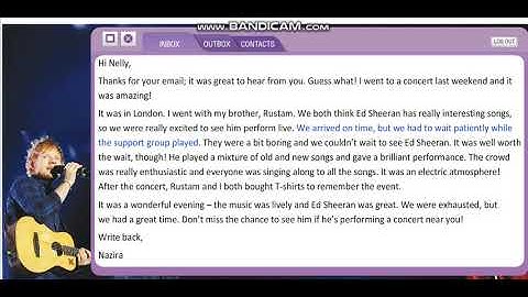 Excel 8 Module 3 An email reviewing a concert