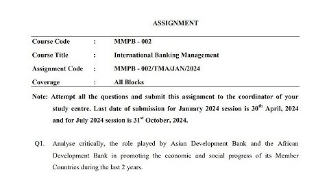 IGNOU MMPB-002 Solved Assignment  Jan 2024 July 2024 [FREE] | MBA | International Banking Management