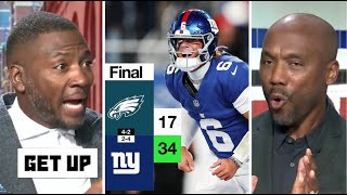 GET UP | 'Dart owns Hurts' - Ryan Clark reacts to Dart, Skattebo lead Giants beat Eagles 34-17