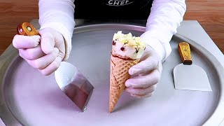 ice cream ice cream rolls street food - ايس كريم رول أيسكريم بسكويت