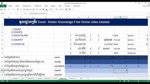 Learn Basic Excel Speak Khmer Part 23   COUNT, COUNTA, COUNTBLANK, COUNTIF, COUNTIFS