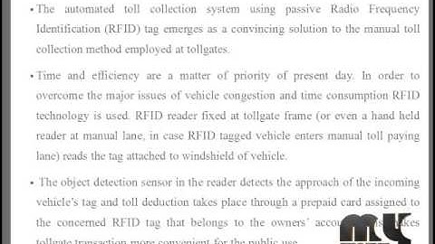 Final Year Projects 2015 | RFID based tollgate collection system