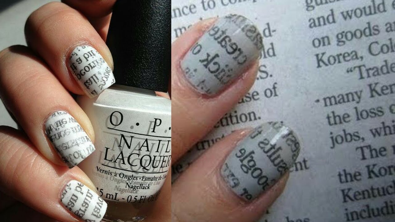 Newspaper Nail Art TutorialNewspaper Print NailsEasy DIYNail Art YouTube