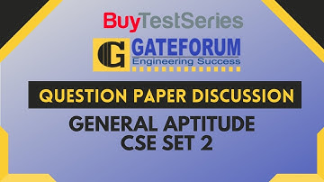 GATE Question Paper Discussion General Aptitude CSE Set 2 Video lecture by Gateforum