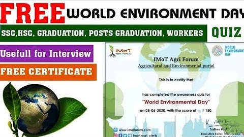 World environment day || online certificate || Quiz on environment day || free certificate || quiz!