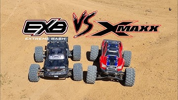 Arrma Outcast Exb 8s with 29/47 gearing Vs Traxxas Xmaxx with 1.5 mod 18/35 gearing and speed runs
