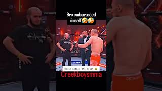 Dumb fighter choked put by coach
