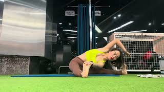 Home Yoga Art Happy Workout Stretching In A Short Skirt