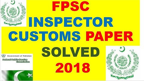 FPSC inspector customs paper 2018 solved