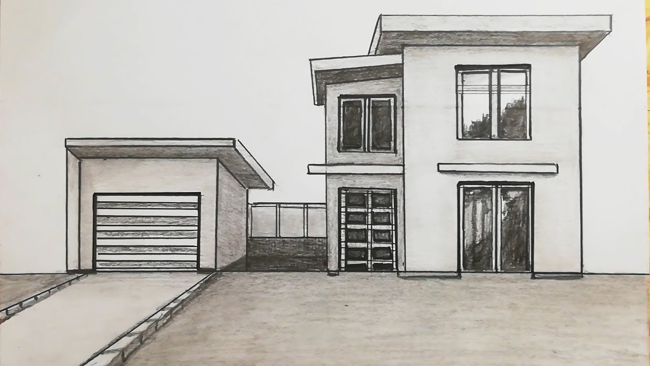 One Continuous Line Drawing Of Modern House With Minimalist Architecture  Trendy Two Story Villa In Doodle Linear Style Isolated On White Background  Vector Illustration Stock Illustration  Download Image Now  iStock