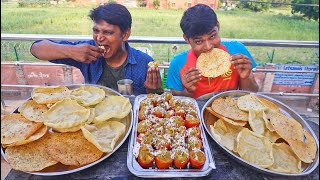 Cheese Stuffed Tomato with Papad Fry Eating Challenge | Food Eating Challenge | Man Vs Food