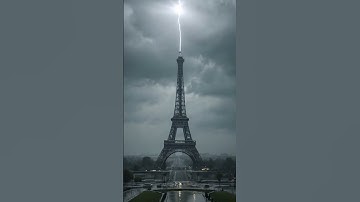 Lightning Strikes Eiffel Tower During Rainstorm | AI Disaster #Shorts #thunderstorm #tornado