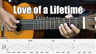 Love of a Lifetime - Firehouse - Fingerstyle Guitar Tutorial   TAB & Lyrics