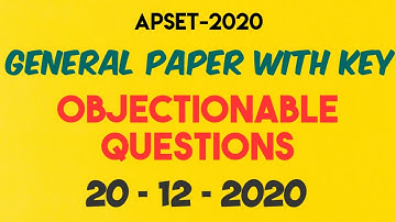 APSET 2020 | Objectionable questions by a few candidates | AP SET Paper 1 20th December 2020