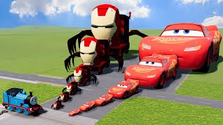 Big & Small Choo-Choo Charles Iron Man vs Big & Small Lightning Mcqueen vs Train Thomas | BeamNG