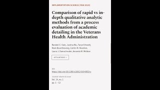 Comparison of rapid vs in-depth qualitative analytic methods from a process evaluatio... | RTCL.TV