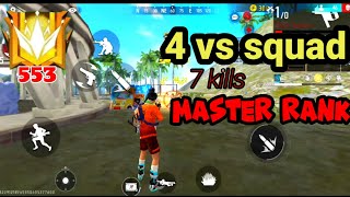 free fire br rank squad gameplay ||🔥 grandmaster push 4 vs 4 and 600+ scor 😱🔥