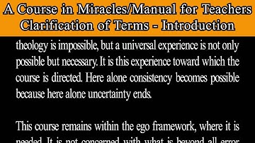A Course in Miracles  Clarification of Terms. Introduction