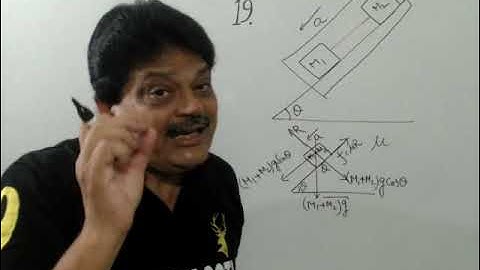 Two masses M1 and M2 are connected by a light rod and the system is slipping down a rough incline