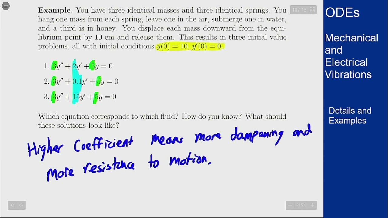 Differential Equations Mechanical and Electrical Vibrations Example
