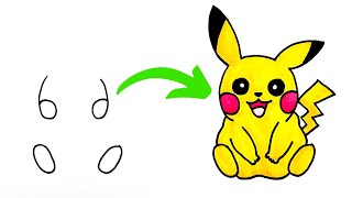 6 Ve 0Dan Çok Kolay Pikaçu Çizimi Sayılarla Sevimli Pikaçu Nasıl Çizilir How To Draw A Pikachu