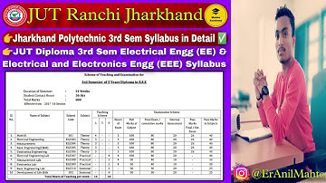 Jharkhand Polytechnic 3rd sem Syllabus | JUT Diploma 3rd Sem EE & EEE Syllabus by Anil Mahto Sir