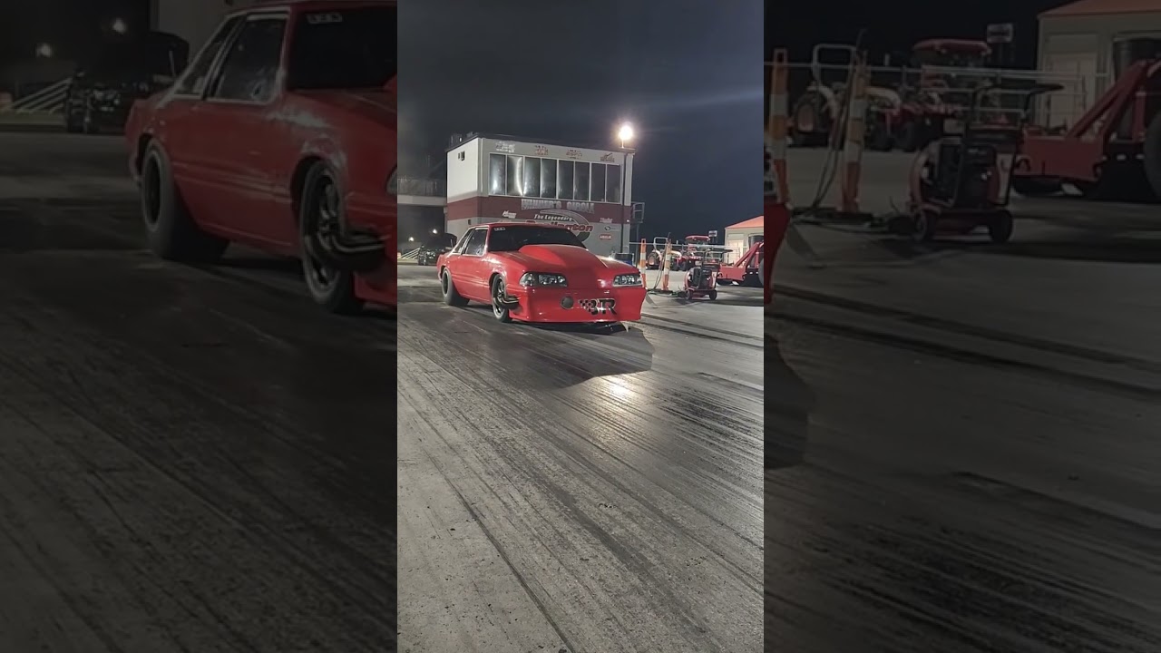 Forced Inductions N/T 98mm Turbo LS Mustang Burnout At Darlington Dragway