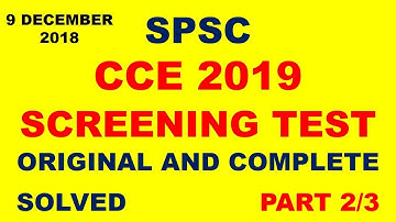 SPSC CCE 2019 screening test original and complete solved part 2