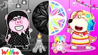 Wolfoo Plays Pink vs Black Challenge with Wednesday - Playhouse for Kids 🤩 @WolfooCanadaKidsCartoon